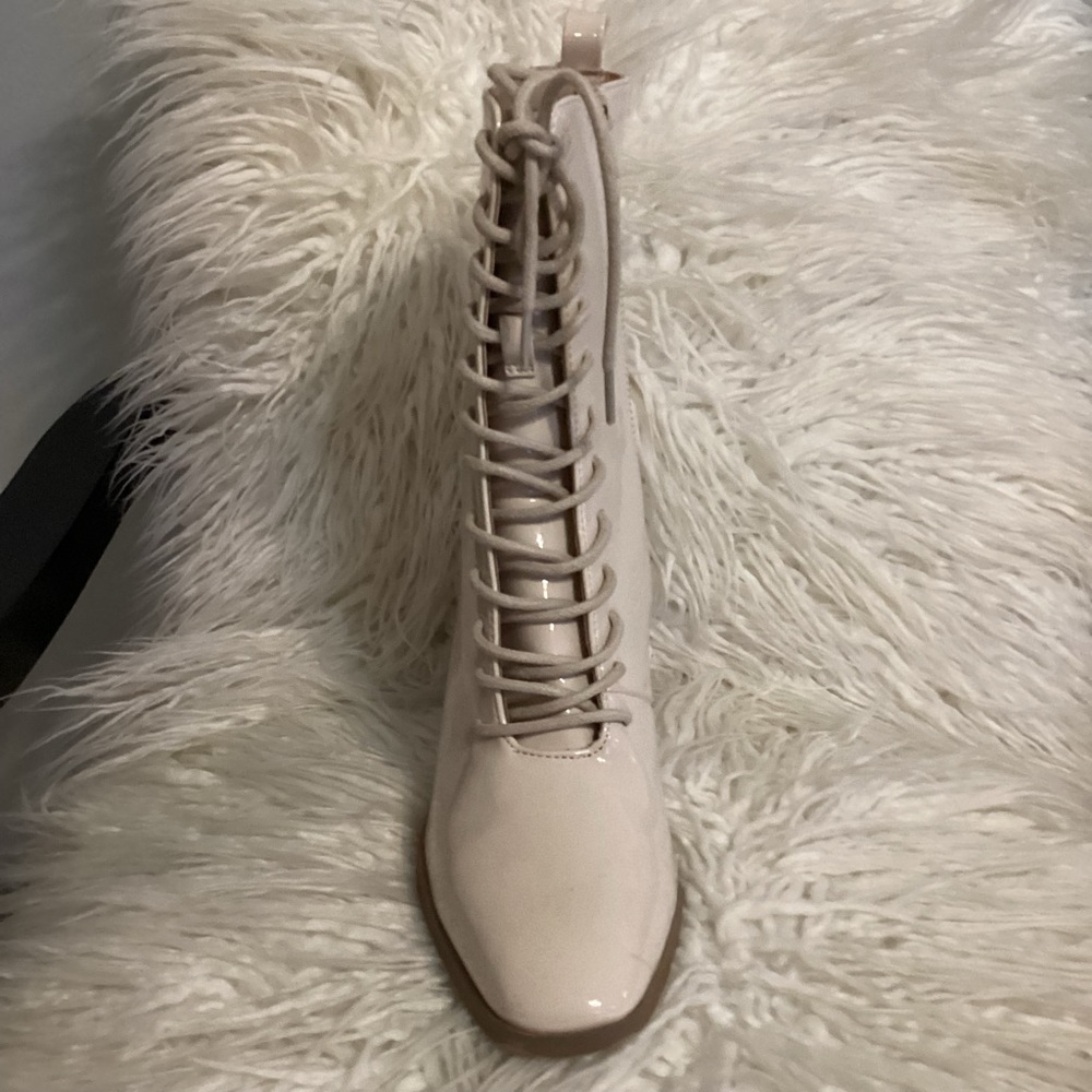 Shiny Ivory Sanna Granny Boots - Picture 7 of 9